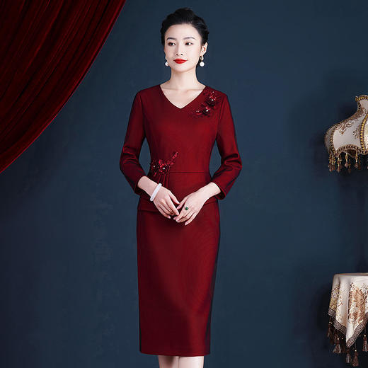 JC-ZS5266喜婆婆婚宴装晚礼服裙小个子年轻高贵婚礼服洋气时尚裙子 商品图1