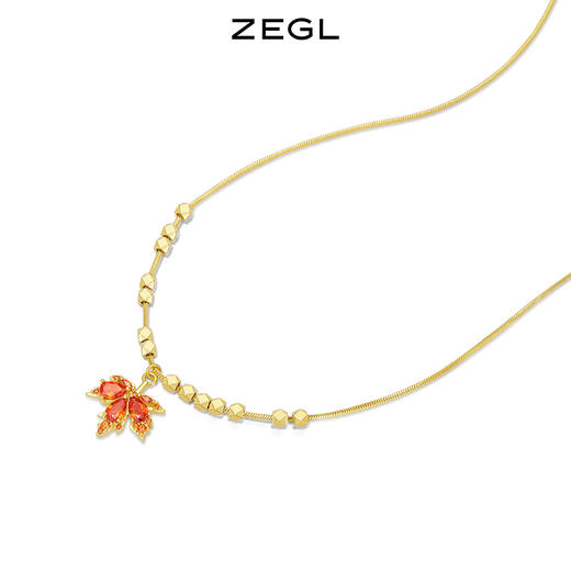 ZEGL枫叶项链女轻奢小众高级设计感小方块红色锁骨毛衣链秋冬配饰 商品图1