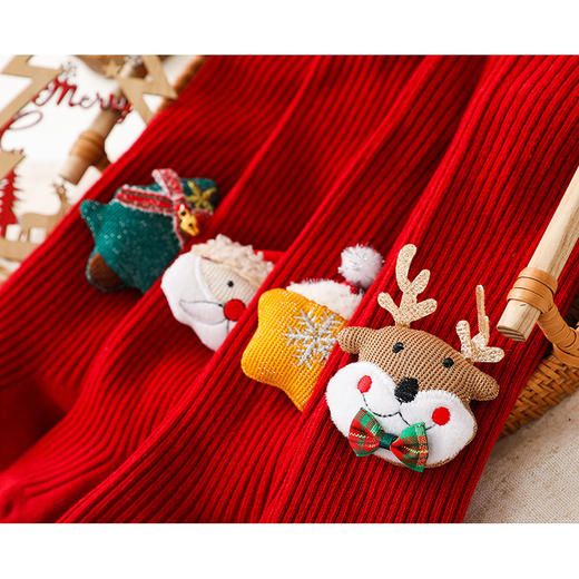 【宝宝卡通圣诞打底裤】红色新年宝宝连裤袜春秋款新生婴儿打底裤袜儿童 商品图2