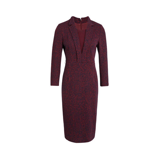 皮尔卡丹女装连衣裙酒红优雅羊毛高级感通勤场合裙子P2333E2950T0 商品图4