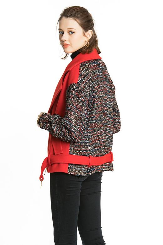 AVA 红色拼接机车夹克 4365 商品图3