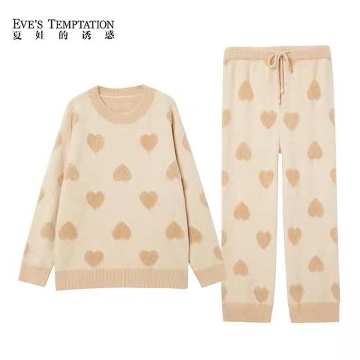 百货世界-夏娃的诱惑2022年新款长袖睡衣女秋冬款加厚加绒家居服套装两件套 均码（适合80-130斤） 商品图3