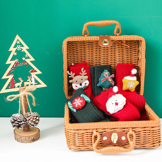 【ins宝宝新年圣诞过膝袜】儿童卡通铃铛公仔毛线过膝长筒袜西班牙新生婴儿袜 商品图2