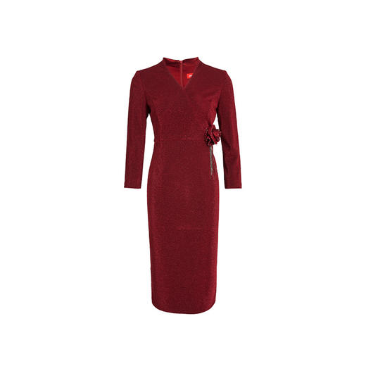 皮尔卡丹女装春秋新款端庄优雅时尚长袖连衣裙P2340E2931T0
 商品图4