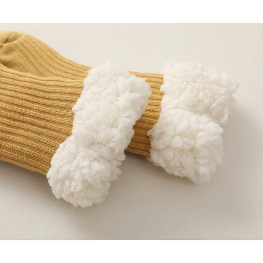 【超厚羊羔绒儿童地板袜】坑条纯色加绒婴儿袜子防滑宝宝地板袜 商品图3