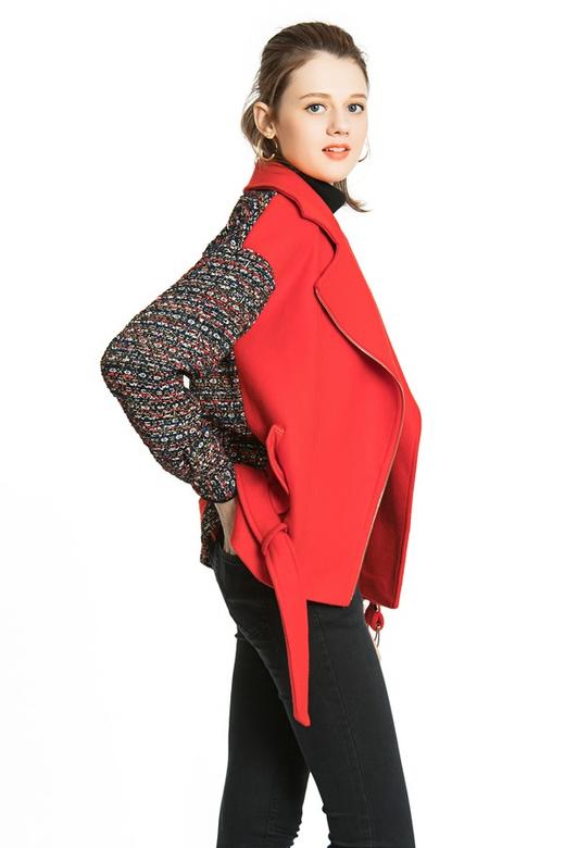 AVA 红色拼接机车夹克 4365 商品图2