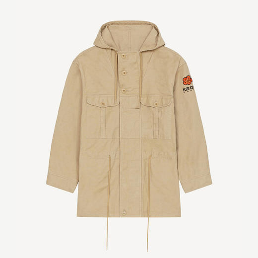 KENZO 高田贤三 男士棉质“BOKE FLOWER”刺绣徽标军用派克连帽大衣 卡其色 FC65 OU302 9RB 11 商品图0