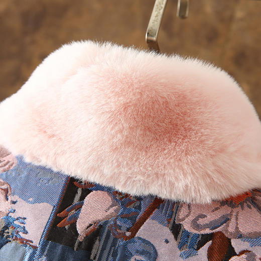 冬季轻奢，名媛兔毛提花改良毛领国风唐装短外套ZSM-221125 商品图3