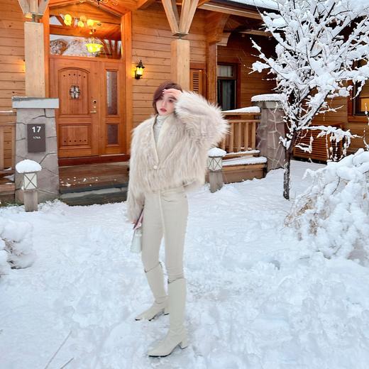 余潇潇 【小鸟腿瘦瘦靴】V口尖头长筒靴英伦风加绒骑士靴 商品图3