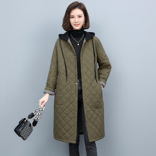 HR WY82179连帽棉衣中长棉服时尚轻薄夹棉外套 商品图1