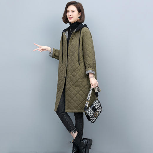 HR WY82179连帽棉衣中长棉服时尚轻薄夹棉外套 商品图3