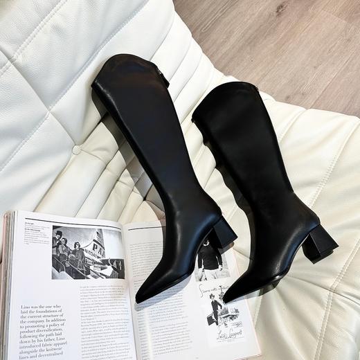 余潇潇 【小鸟腿瘦瘦靴】V口尖头长筒靴英伦风加绒骑士靴 商品图2