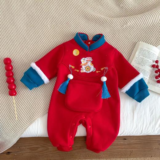 兔年婴儿衣服男女宝宝新年拜年服满月百天周岁礼服公主哈衣中国风 商品图5