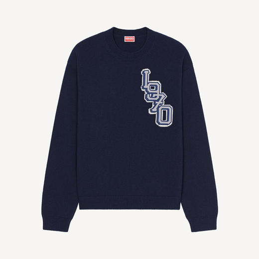 KENZO 高田贤三 男士老虎图案印花圆领长袖羊毛混纺针织衫 深蓝色 FC65 PU316 3BC 77 商品图0