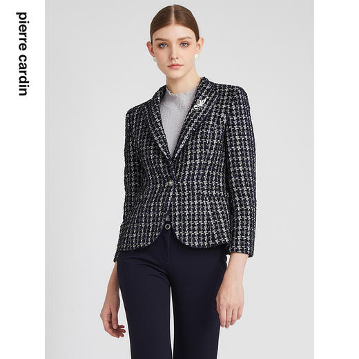 皮尔卡丹女装法式淑女小香风收腰通勤知性西服外套P2330U2970L3
 商品图1