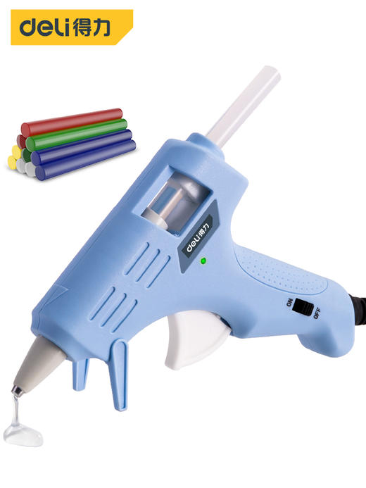 得力DL390021热熔胶枪带10支胶棒(蓝) 商品图0