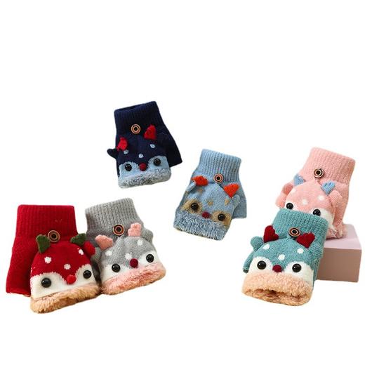 【27色可选 圣诞小鹿翻盖手套】儿童手套半指翻盖冬季宝宝婴幼儿小孩可爱加厚保暖五指男童女童 商品图4