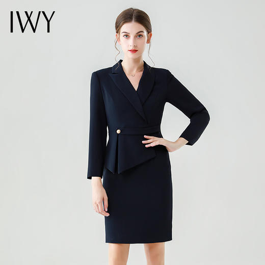 【新品预售】IWY/西装连衣裙女装秋装新款气质职业装修身显瘦女神范修身裙子Q12355 商品图0