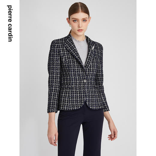 皮尔卡丹女装法式淑女小香风收腰通勤知性西服外套P2330U2970L3
 商品图0