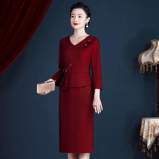 JC-ZS5266喜婆婆婚宴装晚礼服裙小个子年轻高贵婚礼服洋气时尚裙子 商品图2