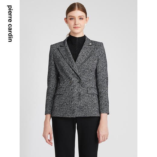皮尔卡丹女装西服高频时尚干练羊毛商务通勤上衣外套P2337U2936B0
 商品图0