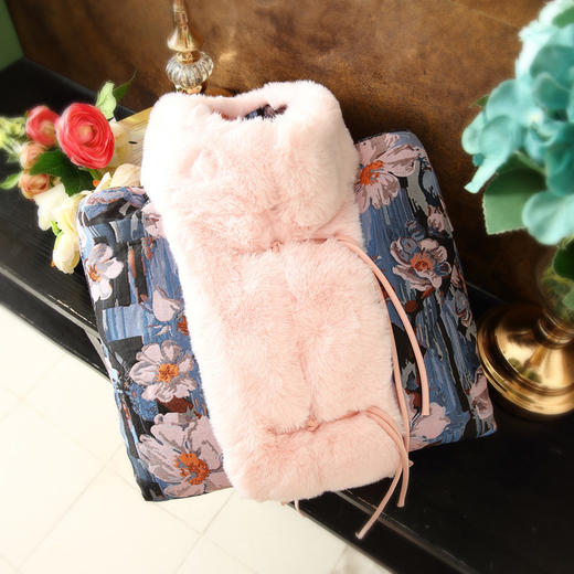 冬季轻奢，名媛兔毛提花改良毛领国风唐装短外套ZSM-221125 商品图2