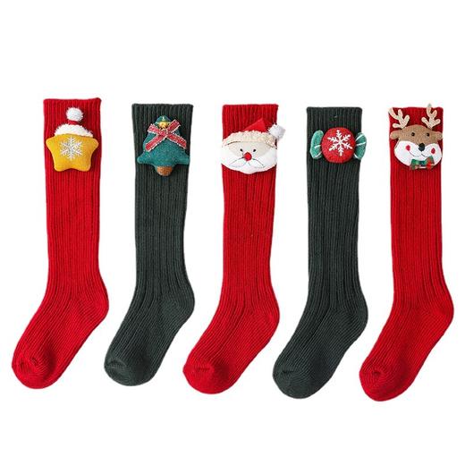 【ins宝宝新年圣诞过膝袜】儿童卡通铃铛公仔毛线过膝长筒袜西班牙新生婴儿袜 商品图4