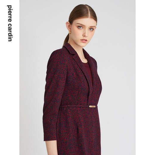 皮尔卡丹女装连衣裙酒红优雅羊毛高级感通勤场合裙子P2333E2950T0 商品图2