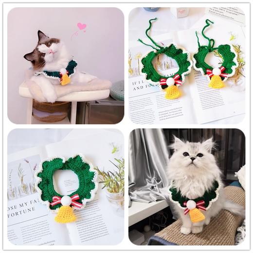 【日用百货】-圣诞老人针织围脖猫咪狗狗圣诞毛线项圈围巾 商品图3