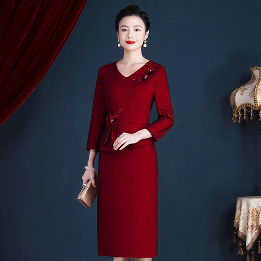 JC-ZS5266喜婆婆婚宴装晚礼服裙小个子年轻高贵婚礼服洋气时尚裙子 商品图3