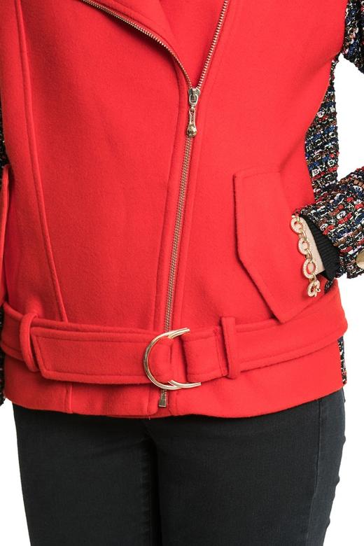 AVA 红色拼接机车夹克 4365 商品图4