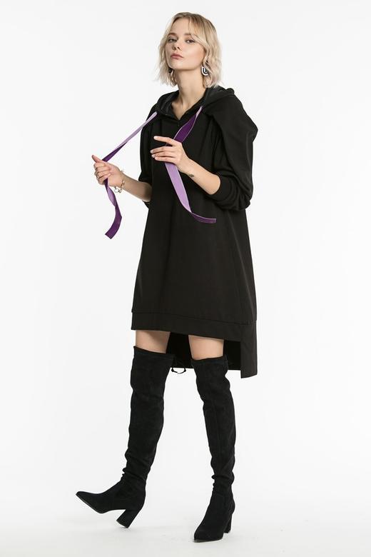 WEN&VI 黑色连帽长卫衣 4410 商品图1