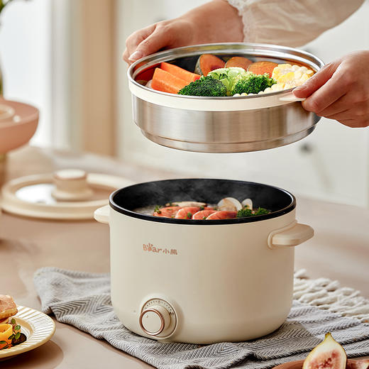 【小程序】小熊电热锅 DRG-E25H1 米黄色 2.5L 不粘锅身+五金蒸笼 商品图8
