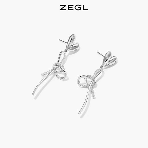 ZEGL爱心蝴蝶结耳环女2022年新款夸张耳钉小众设计感925银针耳饰 商品图3