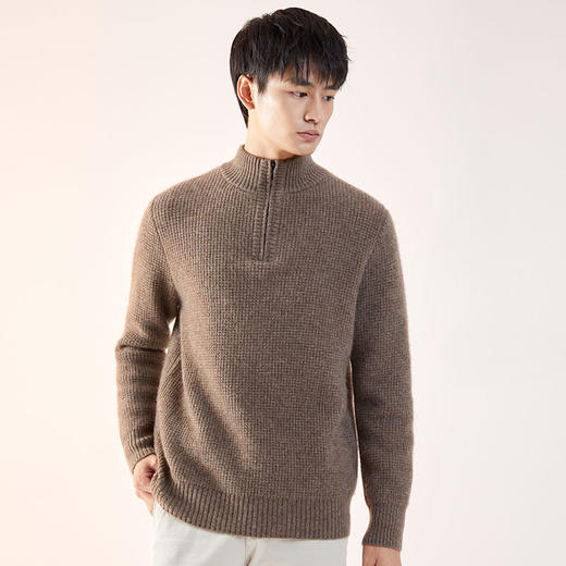 牦牛绒系男女毛衣牦绒套衫  轻薄披肩 牦牛绒拉链半高领毛衣，女士半高领绞花插肩袖牦牛绒套衫，天然材质，温暖亲肤，100%牦牛绒材质 商品图0