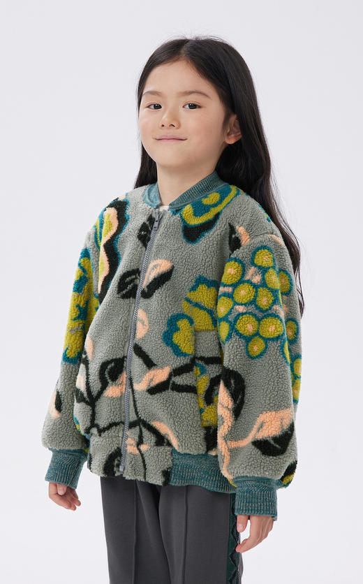 JNBY  22年冬款  花卉印花宽松保暖仿皮草外套  1MBA10810 商品图4