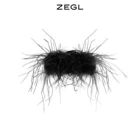 ZEGL黑色羽毛抓夹女白色发夹高级感精致大号头饰森系仙美秋冬发饰