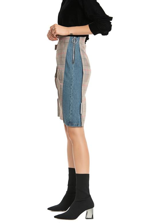 BASIC HOUSE 荷叶边格纹开衩半身裙 4428 商品图2