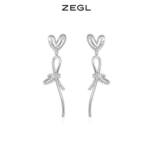 ZEGL爱心蝴蝶结耳环女2022年新款夸张耳钉小众设计感925银针耳饰 商品图0