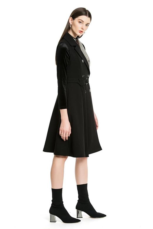 SUMMER & SAGE 双排扣拼接无袖连衣裙 4469 商品图2