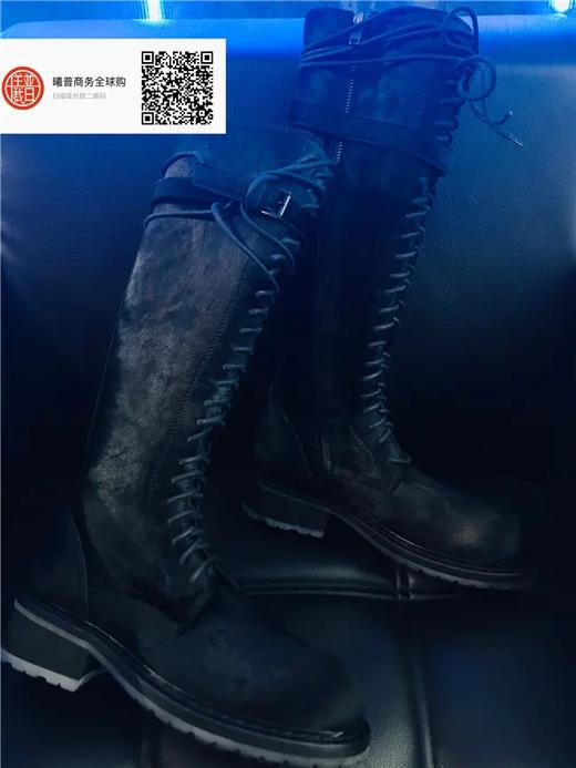 女款黑色马毛 长筒靴 商品图1