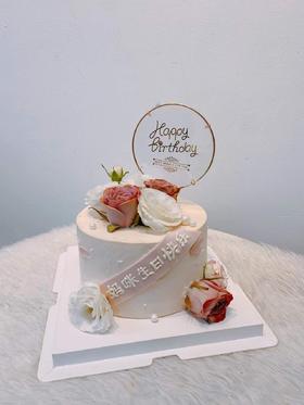 温柔花朵祝福语蛋糕 | 昔果