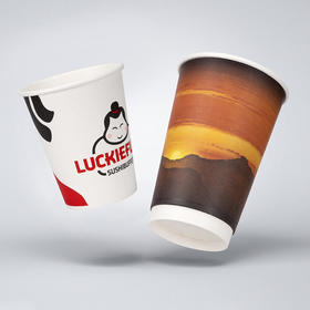 喇叭花热饮杯咖啡杯一次性纸杯带盖加厚外带打包杯奶茶杯商用