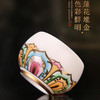 【禅茶一味 观赏品鉴】七彩莲花羊脂玉瓷禅定杯、步步高升、茶具套组，徐建勇老师签章，瓷质温润如玉 迎光透亮，莲花堆金 色彩鲜明，端庄秀丽 典雅大方，珍藏品鉴 送礼臻品 商品缩略图4