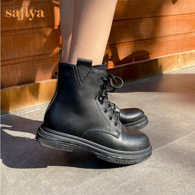【春节不打烊】Safiya/索菲娅 新潮溶解底2022冬季新款圆头侧拉链百搭机车马丁靴 SF24116403