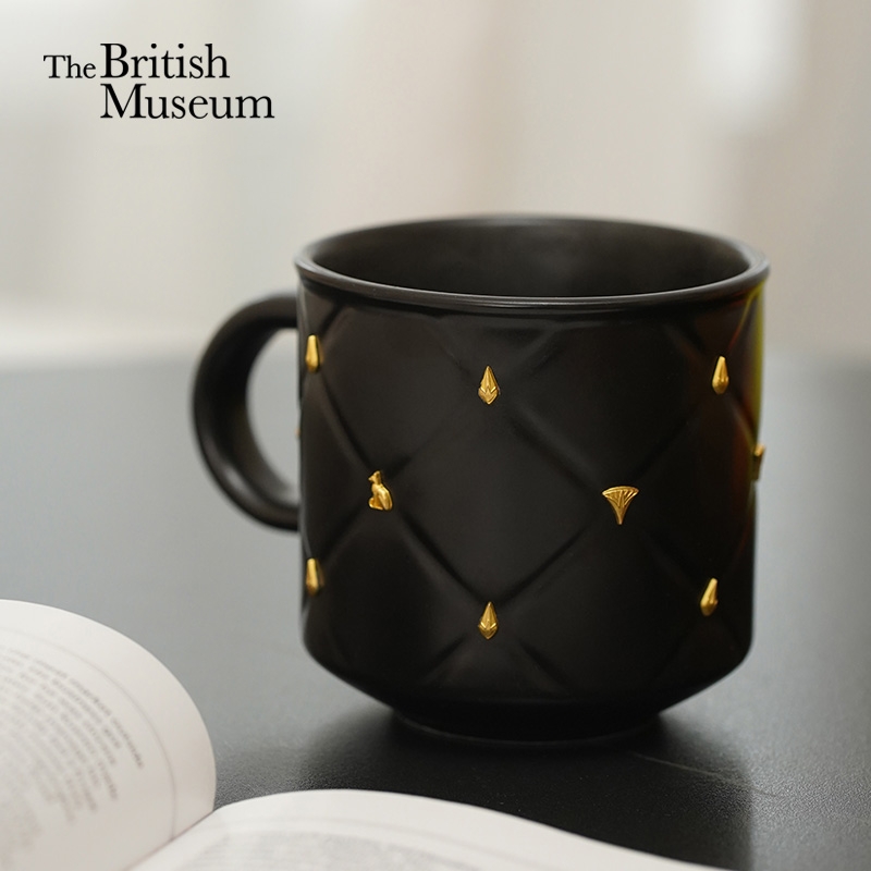 大英博物馆盖亚·安德森猫系列浮雕菱格金属铆钉马克杯