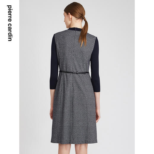 皮尔卡丹女装连衣裙法式假两件羊毛通勤职业A字裙P3134E2930N3 商品图2
