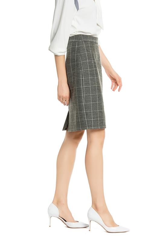 AVA 灰色格纹高腰半身裙 4515 商品图2