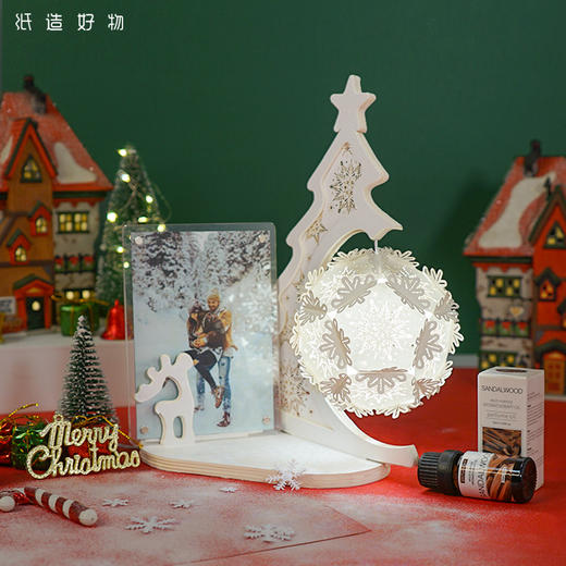 【圣诞心愿礼物】纸造好物 圣诞之夜DIY相框纸艺灯球 赠香氛精油 3D立体光影 3色无极温亮USB氛围小夜灯 儿童成人手工礼物 商品图2