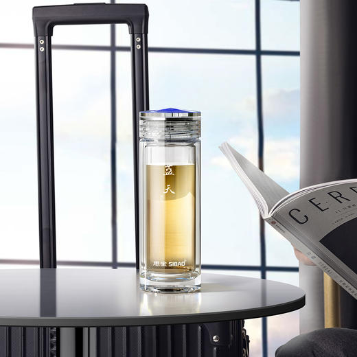 思宝旗舰店蓝天双层玻璃杯办公杯便携车载礼盒包装 商品图2